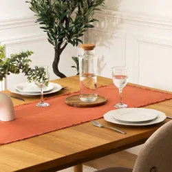 Runner da tavolo 140x38 cm in cotone terracotta - Saphir