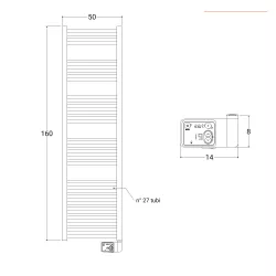 Termoarredo elettrico 1600x500 mm potenza 750W termostato bianco- E-Bormio  di Lazzarini