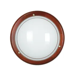 Plafoniera 40 cm in vetro bianco con cornice in legno