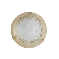 Plafoniera 30 cm in vetro bianco con decoro rose ambra