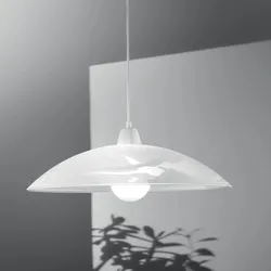 Lampada sospesa 48x120 cm in vetro curvato bianco