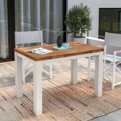 Tavolo da pranzo 110x70 cm bianco con top in legno di acacia – Paja