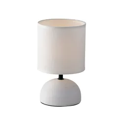Lume 14x24 cm in ceramica bianco e paralume in tessuto