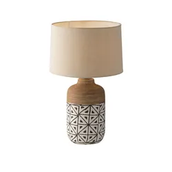 Lume 22x41 cm in ceramica marrone e paralume in tessuto