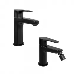 Set miscelatori lavabo e bidet senza scarico nero opaco - Parallel di Paini