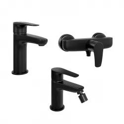 Set miscelatori lavabo e bidet con esterno doccia nero opaco - Parallel di Paini