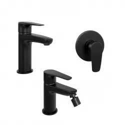 Set miscelatori lavabo e bidet con incasso doccia in ottone nero opaco - Parallel di Paini