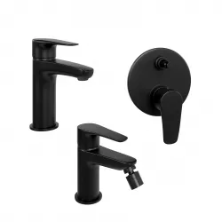 Set miscelatori lavabo e bidet con incasso doccia con deviatore nero opaco- Parallel di Paini