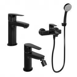 Set miscelatori lavabo e bidet con esterno vasca fisso nero opaco - Parallel di Paini