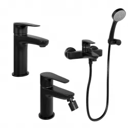 Set miscelatori lavabo e bidet con esterno vasca orientabile nero opaco - Parallel di Paini