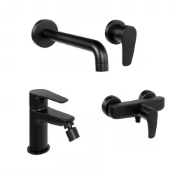 Set miscelatori lavabo a muro e bidet con esterno doccia nero opaco - Parallel di Paini