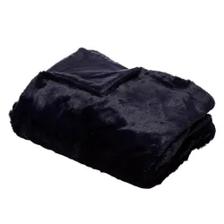 Plaid 150x125 cm in ecopelliccia blu notte - Julien