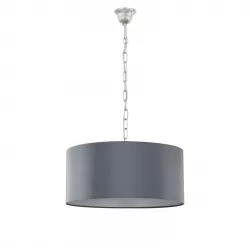 Lampada sospesa 40x80 cm con catena nikel e paralume grigio