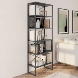 Libreria 64x180h cm 5 ripiani antracite e nero - Sheryl