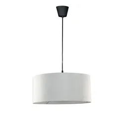 Lampada sospesa 40x80 cm con pendel nero e paralume bianco panna