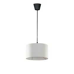 Lampada sospesa 20x80 cm con pendel nero e paralume bianco panna