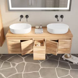 Mobile da bagno 120 cm profondità 50 cm con 4 ante e 2 cassetti in legno  mindi - Herald