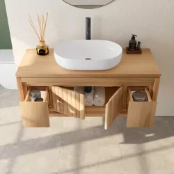 Mobile da bagno 120 cm con ripiano in legno mindi - Yavon