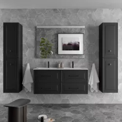 Mobile da bagno sospeso 120 cm con specchio nero carbone opaco - Audrey