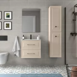 Mobile da bagno sospeso 60 cm con specchio cappuccino - Audrey