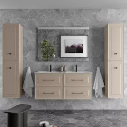 Mobile da bagno sospeso 120 cm con specchio cappuccino - Audrey