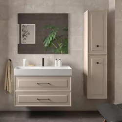 Mobile da bagno sospeso 100 cm con lavabo e specchio cappuccino - Audrey