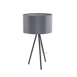 Lampada da tavolo 20x42,7 cm in metallo nero con paralume grigio