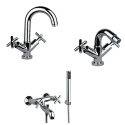Set miscelatore lavabo + bidet monoforo + vasca con duplex cromato - Lenit