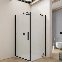Box doccia 90x100 cm battente in vetro temperato trasparente con profilo nero - Nilo