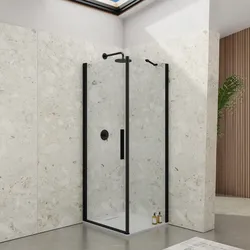 Box doccia 60x80 cm battente in vetro temperato trasparente con profilo nero - Nilo