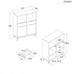 Mobile 101x125h cm con due ante e due cassetti in legno effetto bambù -  Stanley