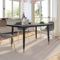 Tavolo da pranzo 150x90 cm con piano in ceramica nero - Amilcare