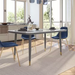 Tavolo da pranzo 150x90 cm con piano in ceramica grigio e gambe antracite - Amilcare