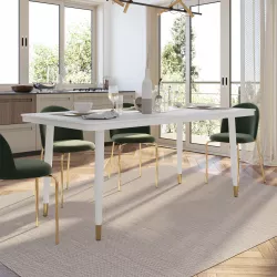 Tavolo da pranzo 180x90 cm piano in ceramica bianco - Amilcare