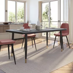 Tavolo da pranzo 180x90 cm piano in ceramica nero - Amilcare