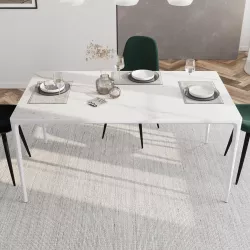 Tavolo 160x90 cm piano in ceramica bianco - Romeo