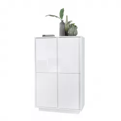 TEKEET Home Arredamento Arredamento Credenza Industriale Bianco Dimensioni  105x35x62 cm Metallo e Vetro