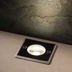 Faretto quadrato da incasso a pavimento 7,1 cm a luce naturale in acciaio inox
