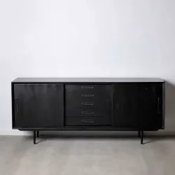 Credenza moderna a due ante scorrevoli in legno di mango, Cepagatti