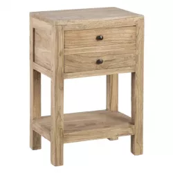 Comodino con 2 cassetti e un vano 45x66 cm in legno naturale - Nahia