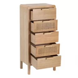 Comodino 3 cassetti 40 cm in legno naturale e rattan - Nilde