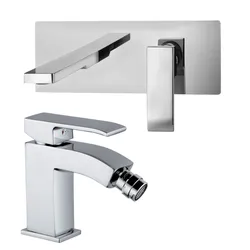 Set miscelatore incasso lavabo bocca 24 cm e bidet senza scarico cromato - Level di Paffoni