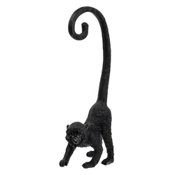 Figura decorativa a forma di scimmia 41h cm in pietra artificiale nero opaco