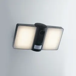 Proiettore LED 26,5x13,2 cm con videocamera di sicurezza in alluminio nero