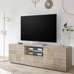 RONGQI Set Porta TV,Set di Mobili Porta TV,Set Soggiorno Mobile TV,Mobili  Soggiorno Moderni,Set Porta TV 3 pz Bianco e Rovere Sonoma in Truciolato Cq  : : Casa e cucina