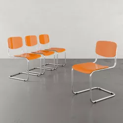Set 4 sedie arancione gambe cromo - Dummy