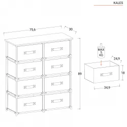 VISTHUS cassettiera con 8 cassetti, grigio/bianco, 122x96 cm