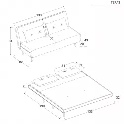 Divano letto 2 posti 133x80 cm in tessuto teddy bianco con