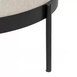 Pouf 65 cm in tessuto beige e metallo nero