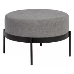 Pouf tondo 65 cm in tessuto grigio e metallo nero